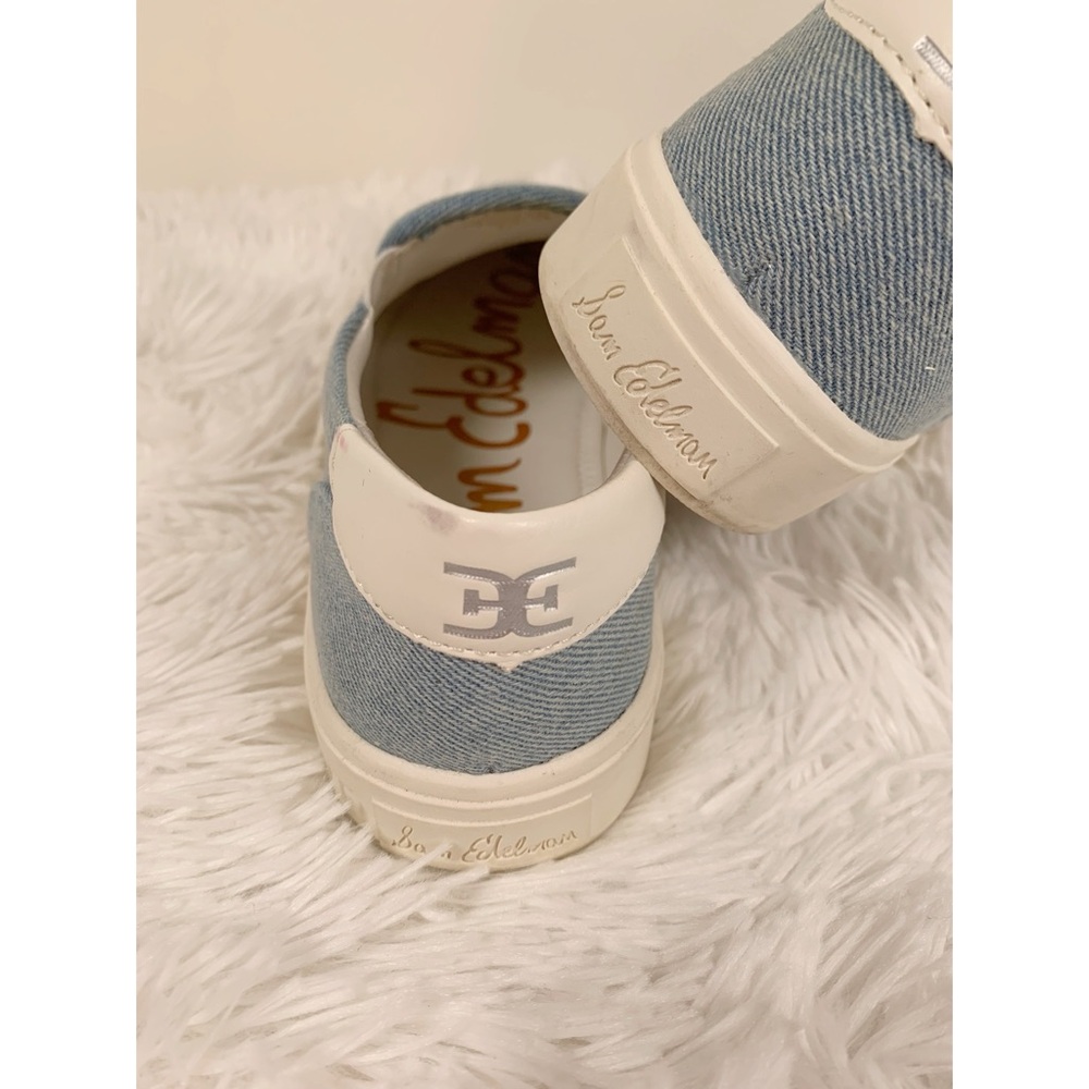 Sam‎ Edelman Embroidered Denim Slip-On Sneakers - Picture 8 of 10